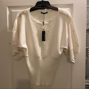 White knit long sleeve top